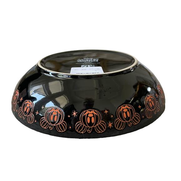 Disney Mickey Mouse HALLOWEEN Pumpkin Serving Bowl Candy Dish Black & Orange New - Picture 8 of 8